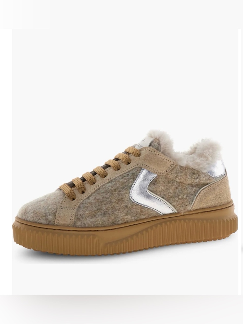 NWT VOILE BLANCHE Lipari Geniune Shearling Lined Sneaker in Beige-Light Brown - Picture 3 of 16